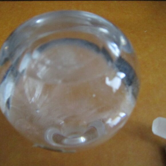Pressed Glass Round Perfume Bottle Tall Etched Stopper-Partial Label - Picture 9 of 9